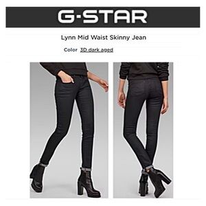 NWOT G-STAR RAW Women’s LYNN SKINNY JEANS 26 SOLD OUT black coated 3D dark aged
